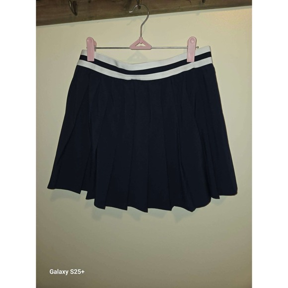 Calia Pleated Athletic Skort Women Size M Navy Blue Good Striped Waistband - Picture 2 of 5